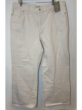 NWT Madewell Low Slung Baggy Jeans Wide Leg Button Fly Cream Size 33 New